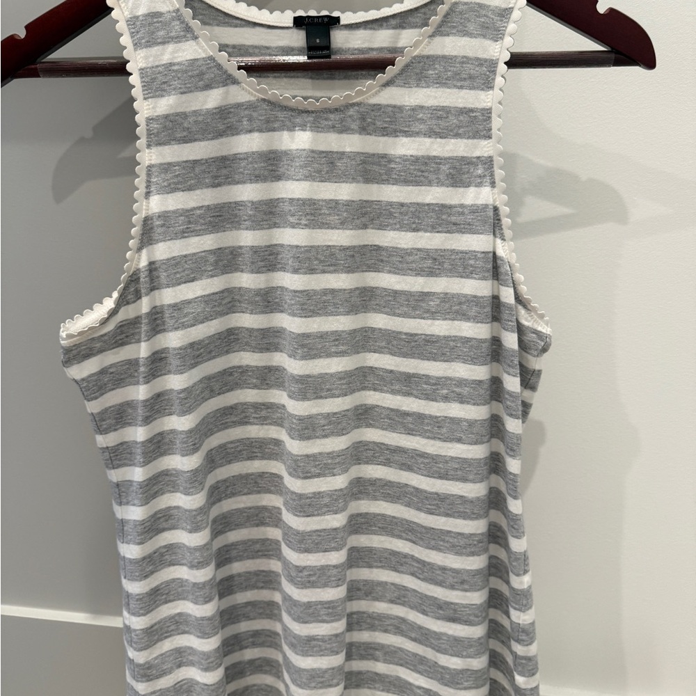 Gray and White Striped Sleeveless Top
